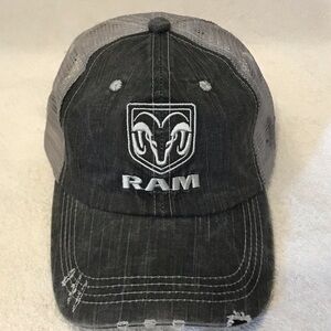 Dodge RAM Adjustable Distressed Grey Trucker Hat